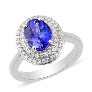 1.71 Ct AAA Tanzanite and 0.33 cts Diamond Ring
